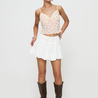 Dear London Bubble Hem Mini Skirt White