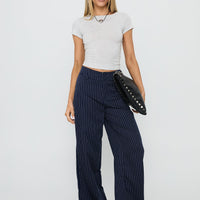 Lorenne Mid Rise Pant Navy Pinstripe