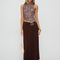 Nola Hardware Slit Maxi Skirt Brown