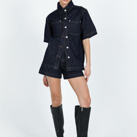 Whitaker Short Sleeve Shacket Dark Denim