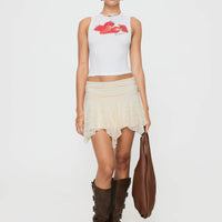 Lifas Lace Mini Skirt Cream
