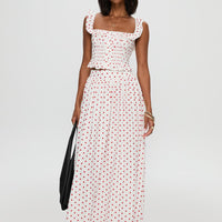 Valerio Maxi Skirt White / Red