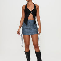 Ceejay Faux Leather Mini Skirt Slate