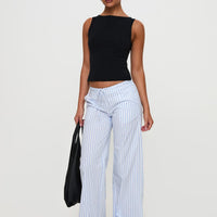 Collied Low Rise Pants Blue / White Stripe