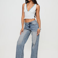 Ronine Low Rise Wide Leg Jeans Light Wash