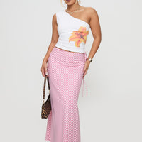 Fluttering Maxi Skirt Pink Stripe