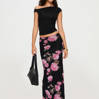 Modalla Maxi Skirt Black Floral
