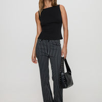 Allude Low Waist Pinstripe Pant Black