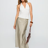 Mixed Signals Midi Skirt Brown Stripe