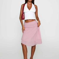 Evanescence Asymmetrical Midi Skirt Pastel Pink
