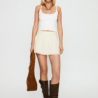 Fairylike Broderie Mini Skirt Ivory