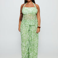 Finesse Pants Green Floral Curve