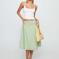 Vettie Midi Skirt Green Multi