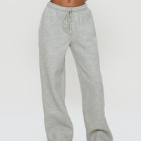 Princess Polly Wide Leg Track Pant Bubble Text Grey Marle / Green