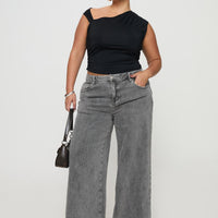 Wolfie High Rise Wide Leg Slouchy Jeans Steel Curve