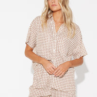 Riley Resort Shirt Brown Print