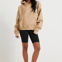 Unisex Roman Cropped Drop Hoodie Stone