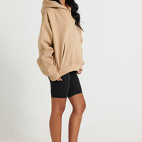 Unisex Roman Cropped Drop Hoodie Stone