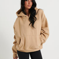 Unisex Roman Cropped Drop Hoodie Stone