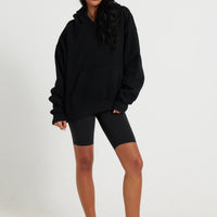 Unisex Roman Cropped Drop Hoodie Black