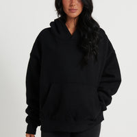 Unisex Roman Cropped Drop Hoodie Black