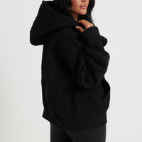 Unisex Roman Cropped Drop Hoodie Black