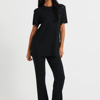 Leighton Ribbed Pant Black