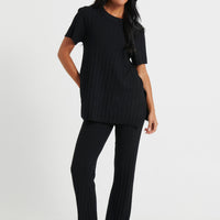 Leighton Ribbed Top Black
