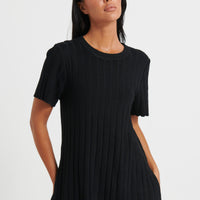 Leighton Ribbed Top Black