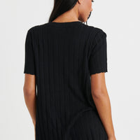Leighton Ribbed Top Black