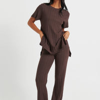 Leighton Ribbed Pant Chocolate