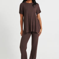Leighton Ribbed Pant Chocolate