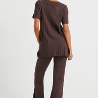 Leighton Ribbed Top Chocolate