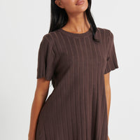 Leighton Ribbed Top Chocolate