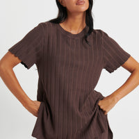 Leighton Ribbed Top Chocolate
