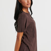 Leighton Ribbed Top Chocolate