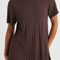 Leighton Ribbed Top Chocolate