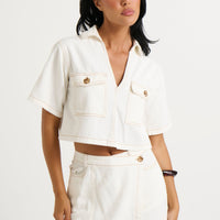 Seona Denim Set White