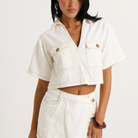 Seona Denim Set White