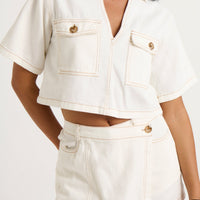 Seona Denim Set White
