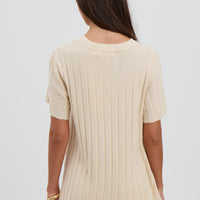 Leighton Ribbed Top Bone