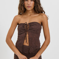 Summer Lace Top Chocolate - FINAL SALE
