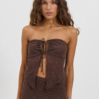Summer Lace Top Chocolate - FINAL SALE
