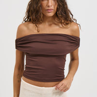 Millie Off The Shoulder Top Chocolate