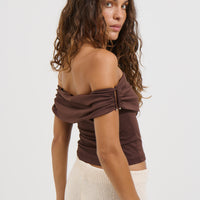 Millie Off The Shoulder Top Chocolate