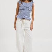 Harrison Gingham Top Blue