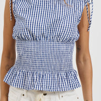 Harrison Gingham Top Blue