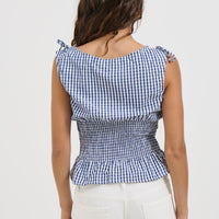 Harrison Gingham Top Blue