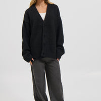 Unisex Knitted Oversize Cardigan Black