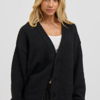Unisex Knitted Oversize Cardigan Black